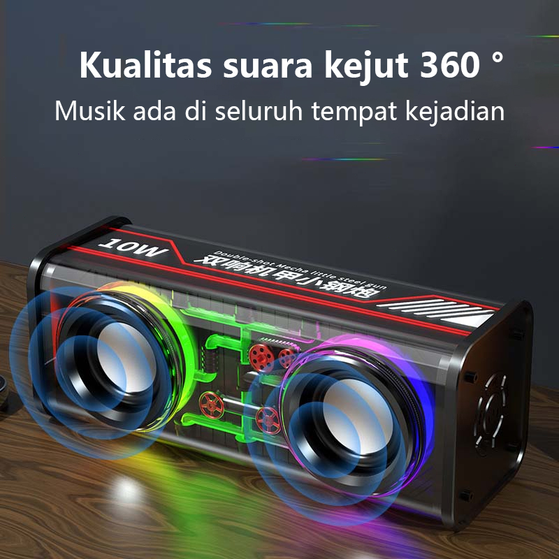 Bluetooth Speaker Wireless V8 Transparent Speaker TWS Series Surround Mini Bluetooth Speaker TF card Double Horn Subwoofer Multiple RGB Lighting Modes