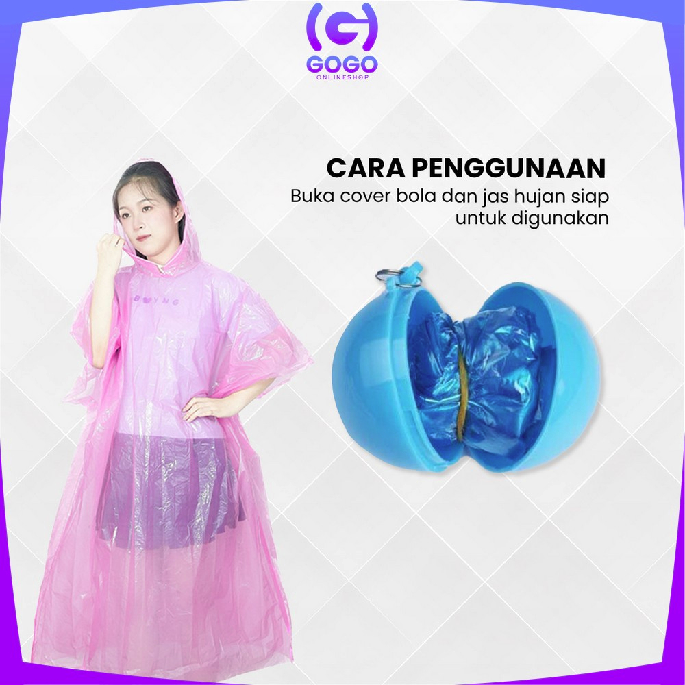 GOGO-C853 Jas Hujan Bola Plastik Gantung Warna Warni Anti Air / Jas hujan Konser Raincoat Travel Portable Dengan Gantungan Bola Kunci