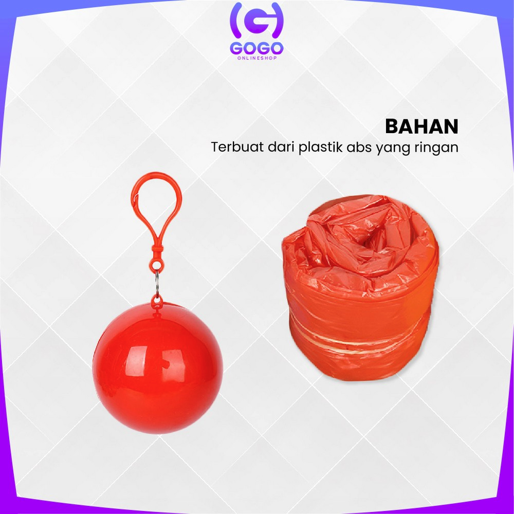 GOGO-C853 Jas Hujan Bola Plastik Gantung Warna Warni Anti Air / Jas hujan Konser Raincoat Travel Portable Dengan Gantungan Bola Kunci