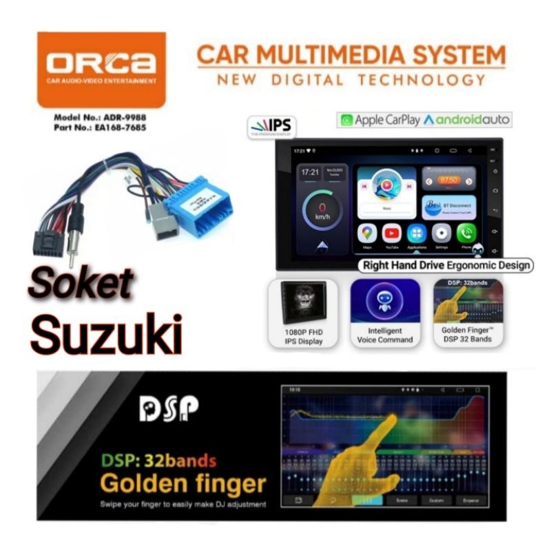 Head Unit Android 7 inch RAM 2GB + ROM 32GB ORCA ADR 9988 Soket SUZUKI