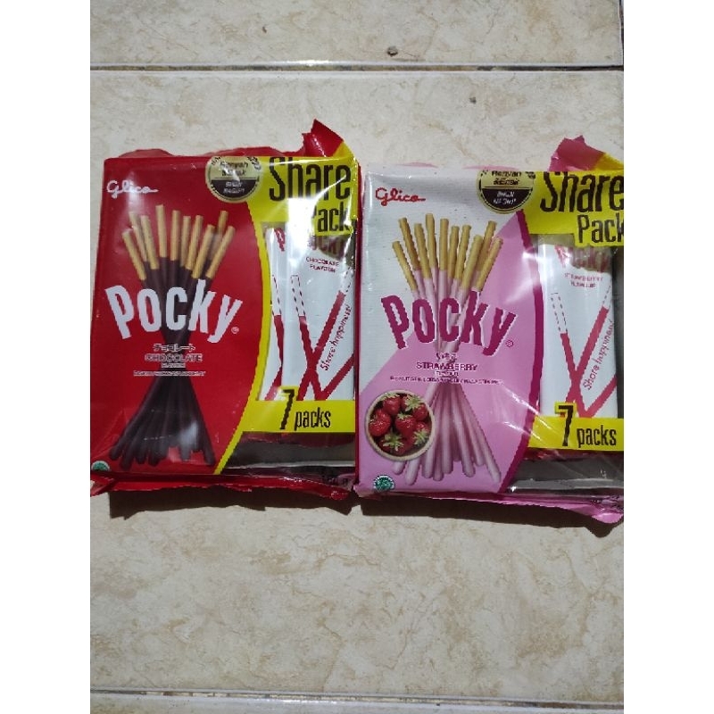 

glico pocky share pack coklat/strawberry 147gr isi 7pcs