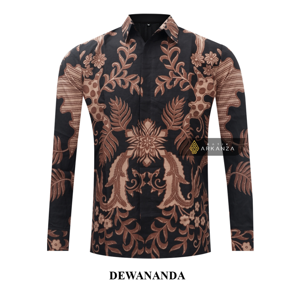 BATIK ARKANZA Motif DEWANANDA Hem Atasan Kemeja Baju Batik Pria Cowok Laki Laki Slimfit Full Lapis Furing Lengan Panjang Lengan Pendek Original Asli