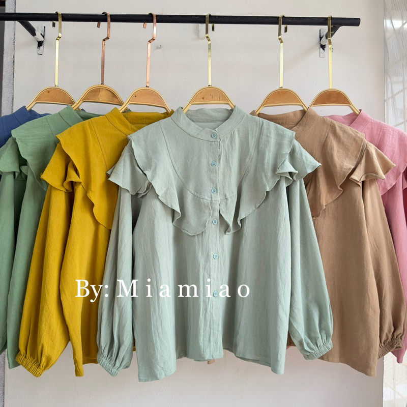 Baju Blouse Wanita Bahan Katun Linen Premium - Akira Shirt - Blouse Wanita