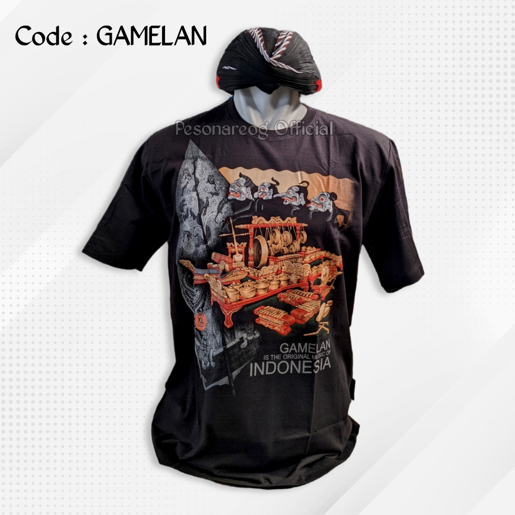 Kirangan Kaos Motif Gamelan Punokawan Gunungan Jawa Aeshtetic