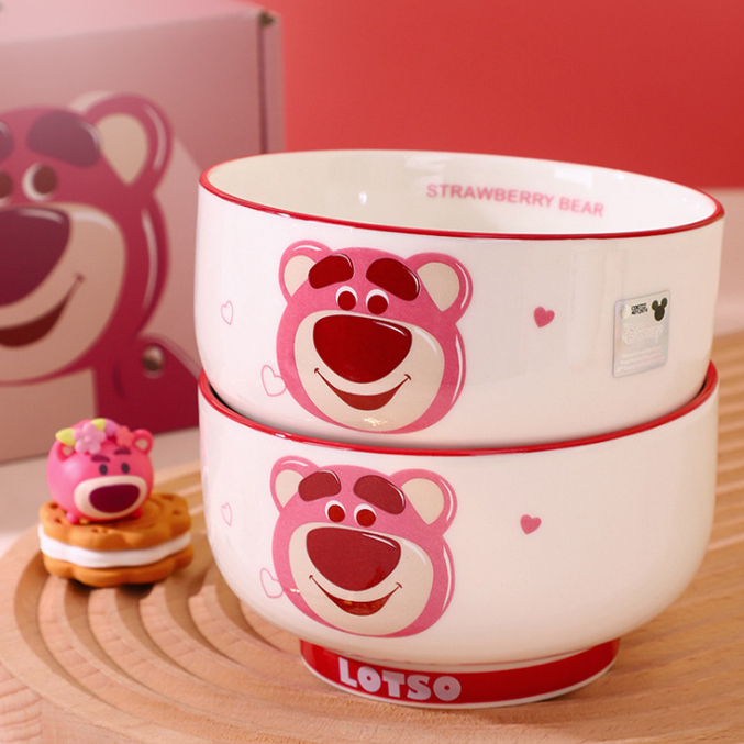 Mangkok Keramik Set Bowl isi 2 Pooh Lotso Mickey Minnie