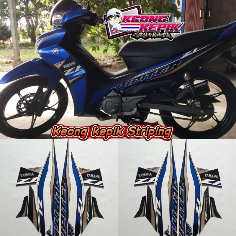 (BISA COD) STRIPING STIKER LIS BODY MOTOR YAMAHA JUPITER Z1 2021 STANDAR ORI BIRU