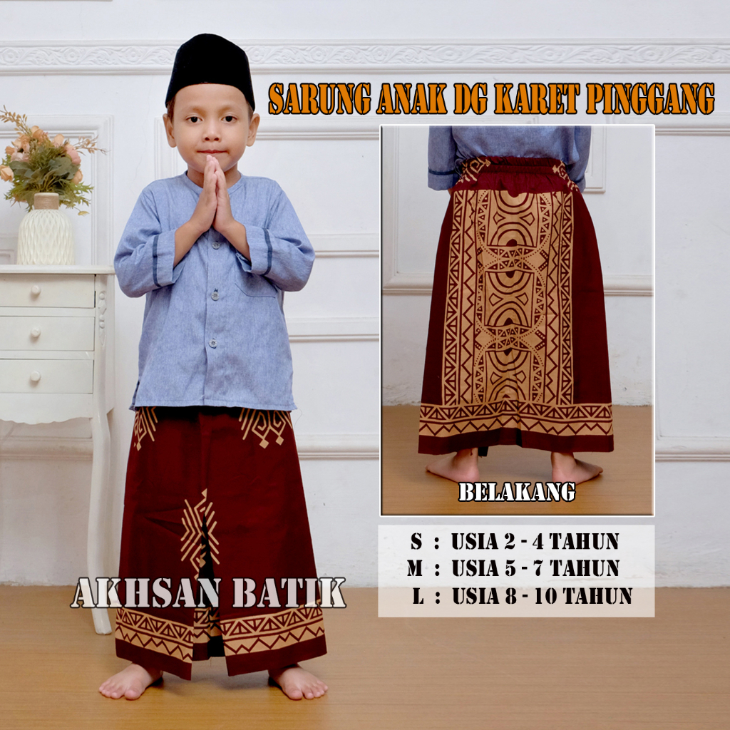 Sarung Anak Instan Untuk Usia 2-10 Sarung Anak Dengan Karet Pinggang Model Rok Praktis Motiv Miror Bahan Katun Lembut Adem Di Pakai