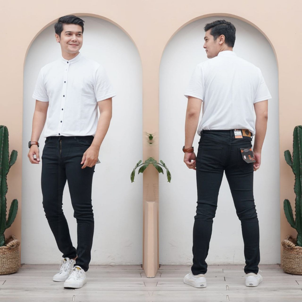 Celana Jeans Pria Pensil Panjang Laki Cowok Dewasa Slimfit Skinny Polos Distro Bossoutfit