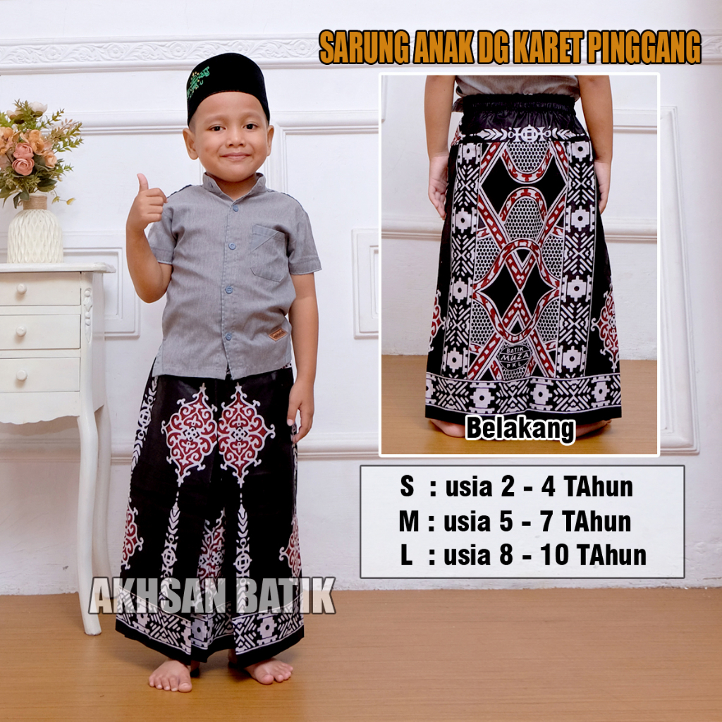 Sarung Anak Instan Untuk Usia 2-10 Sarung Batik anak Model Rok Praktis Bahan Katun Lembut Adem Di Pakai