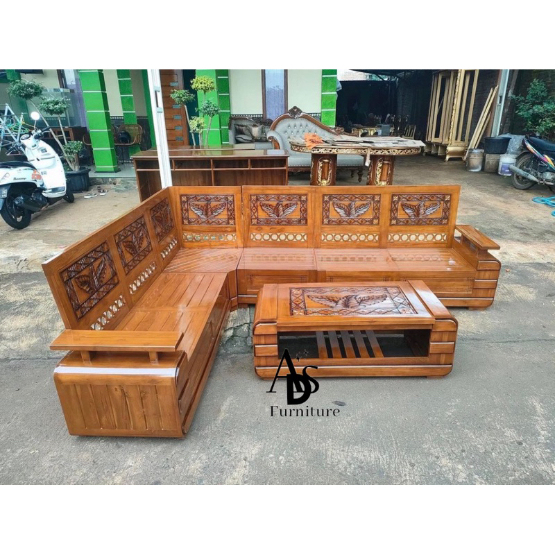 kursi sudut kursi tamu sudut kayu jati kursi tamu minimalis