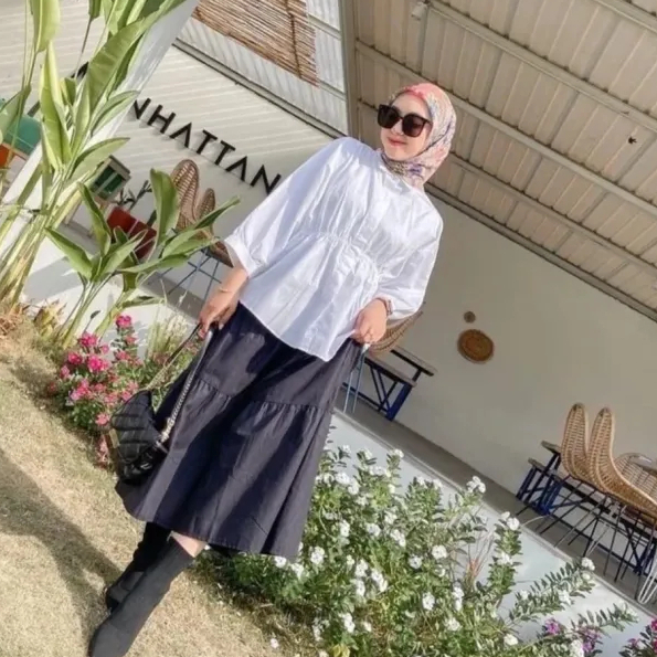 Kemeja Oversize Wanita - Kemeja Model Kerut Bahan Linen Premium - Atasan Blous Alya