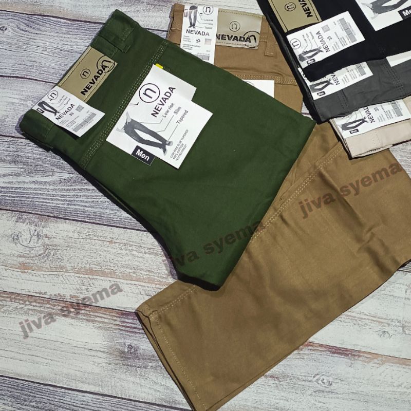 Celana Panjang Chino Pria Chinos strett Pensil Cino Premium Hijau Army