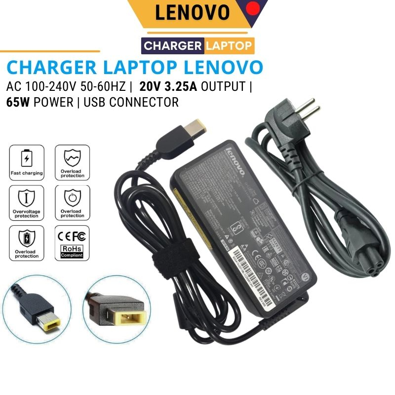 Adaptor Charger Casan Laptop Lenovo 20V 3.25A USB