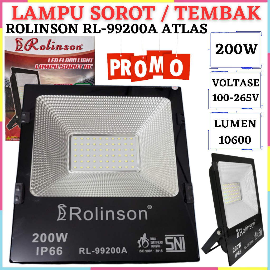BAYAR DI TEMPAT~Lampu Sorot Listrik AC 200 Watt AC Rolinson ATLAZ RL-99200A Lampu Tembak 200W Listri