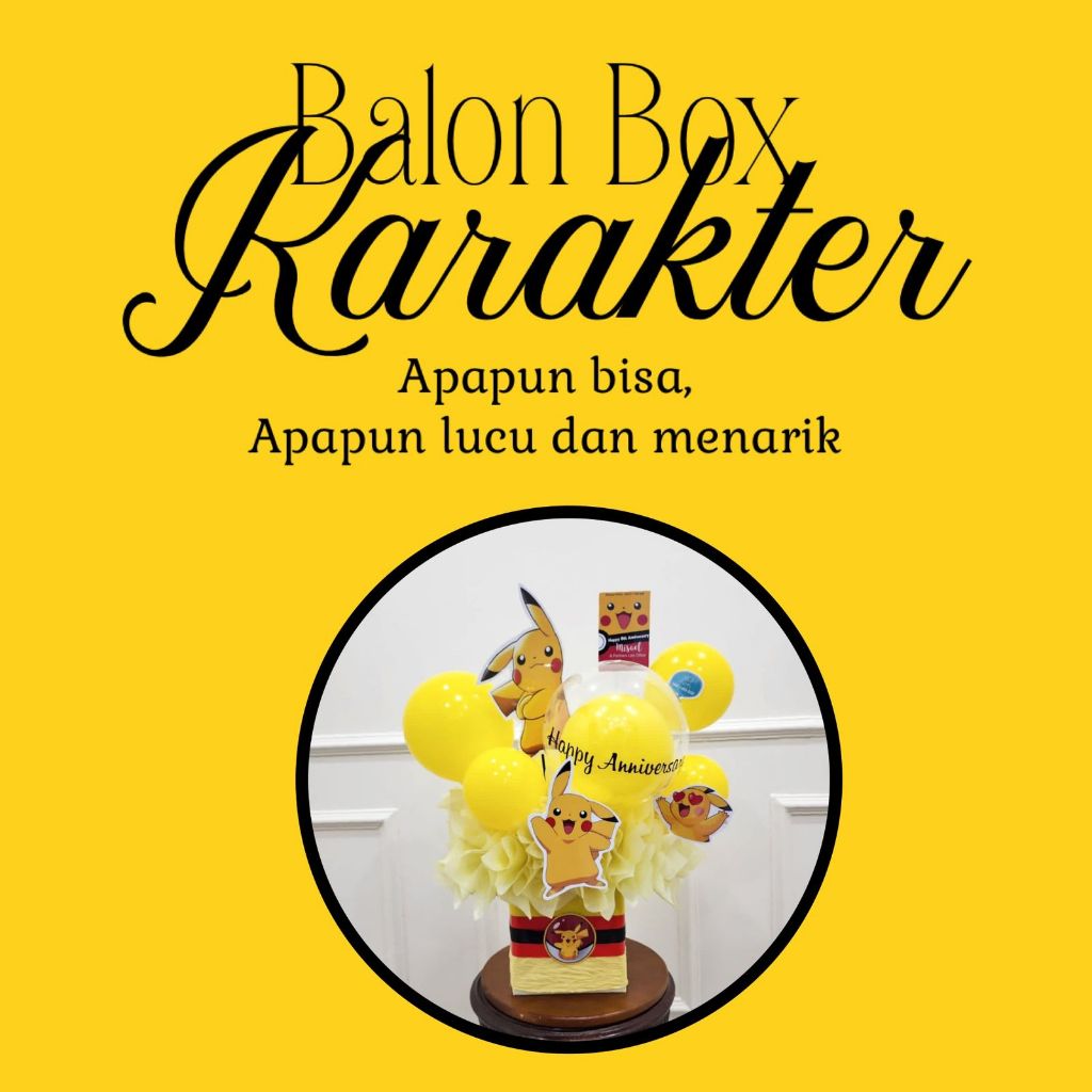 Dqueen Florist - Balon Box Gift Hadiah Ultah Birthday Lahiran Custom Karakter Bebas Suka Suka