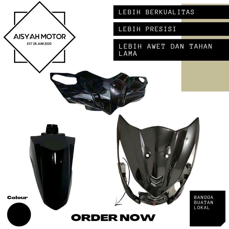 Cover Bodi Bagian Depan Honda Beat FI Esp Warna Hitam Tahun 2015