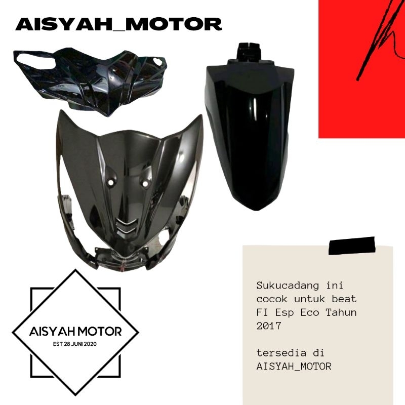 Cover Bodi Bagian Depan Honda Beat FI Esp Warna Hitam Tahun 2015