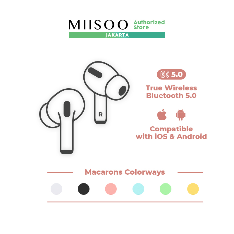 MIISOO Earphone PRO Macaron TWS Earphone IZIN POSTEL TRUE Wireless STEREO Bluetooth wifi
