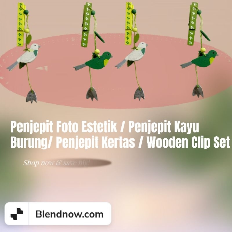 Penjepit Foto Estetik / Penjepit Kayu Burung/ Penjepit Kertas / Wooden Clip Set