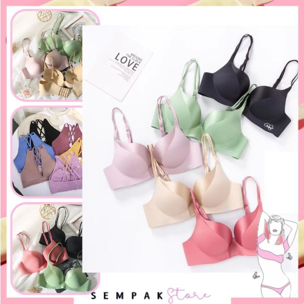 SS Bra Wanita Tanpa Kawat 6829 BH Sport Push Up InStyle Senam Zumba Jogging Yoga Busa Tebal Pakaian Dalam Wanita Fashion Elastis Tanpa Kawat Kekinian Murah Import