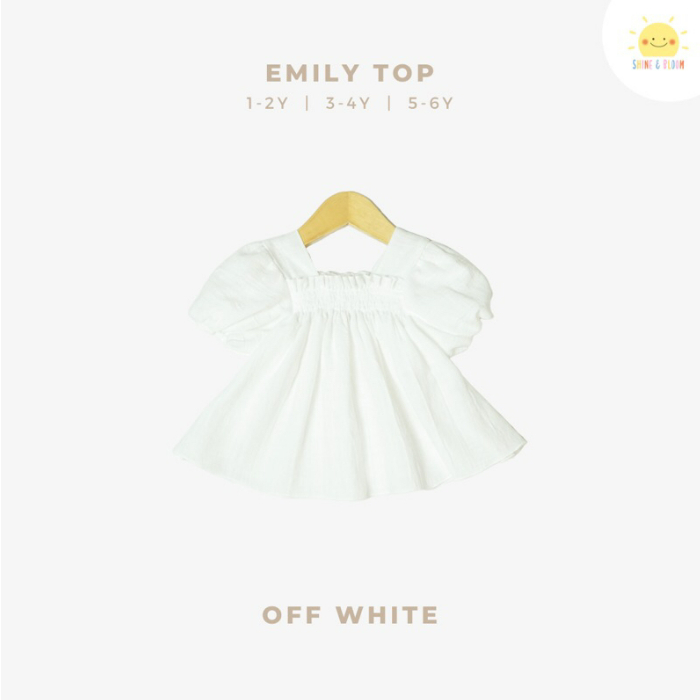 Emily Top 1-6 Tahun Puffy Blouse Linen Anak Perempuan CBKS SNB