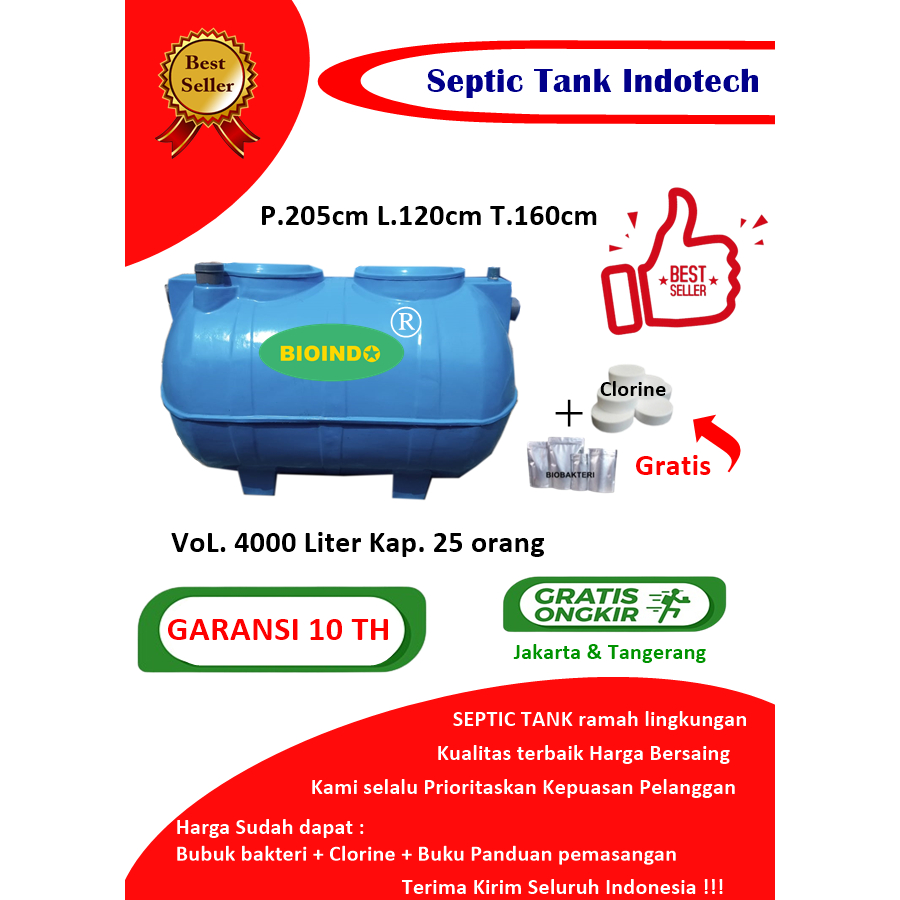 srptic tank bioindo biotechno 4000 liter, biofil, biotech