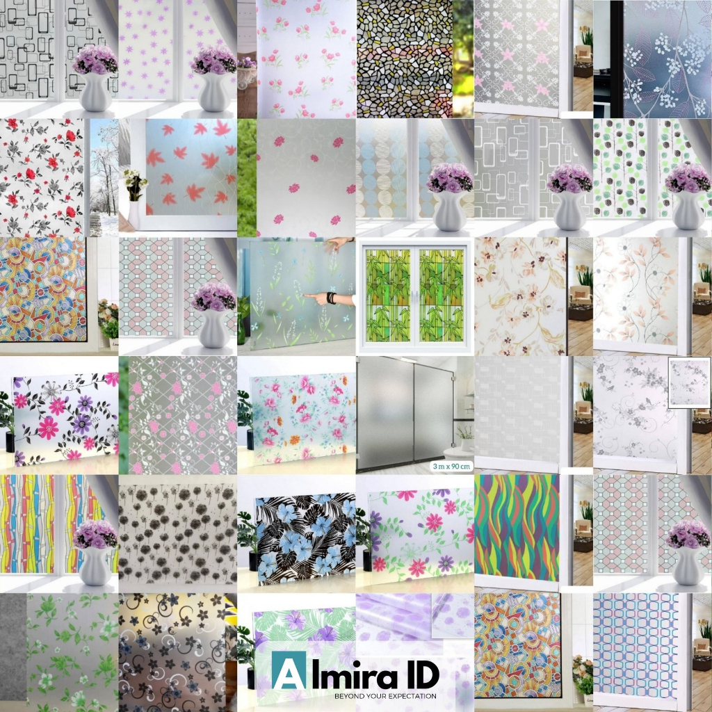 (COD) 90cm x 3meter Wallpaper Stiker Kaca Jendela Pintu Kaca Sticker Kaca / Kaca film / stiker kaca 