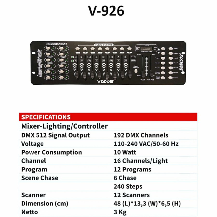 mixer lighting DMX 512 - 192 WISDOM ORIGINAL