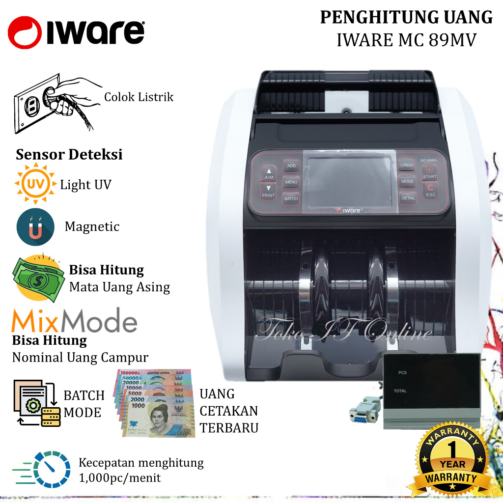 Mesin Penghitung Uang Campur IWARE MC89MV Money Counter Emisi Baru NEW