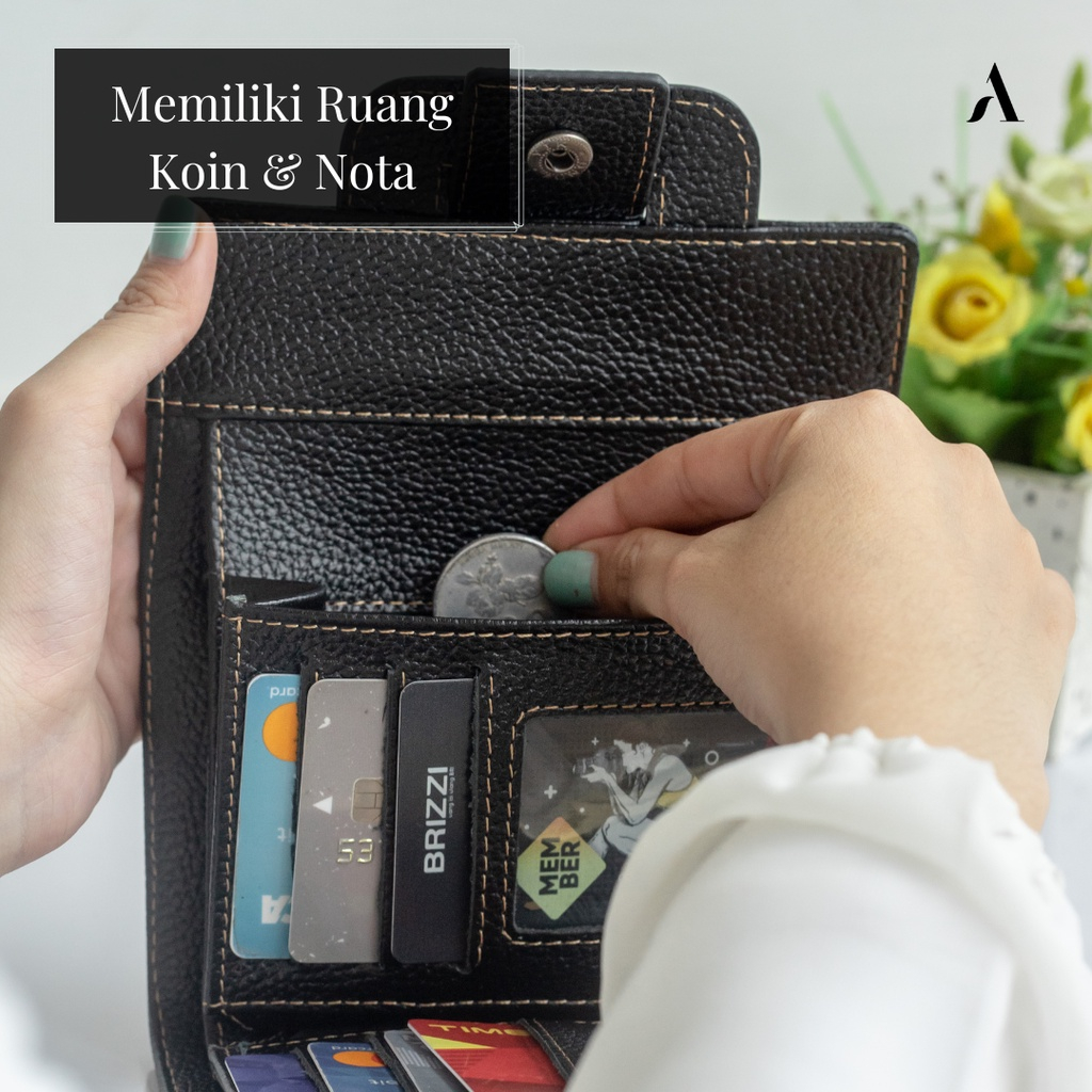 Dompet Lipat Wanita Branded Alona Marinka Leather Wallet Bahan 100% Kulit Sapi Asli Premium Cewek Terbaru