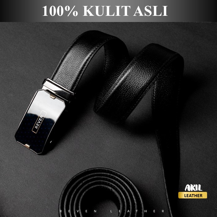 Ikat Pinggang Sabuk Gesper Pria Reven Maximus Belt Bahan 100% Kulit Sapi Asli Premium Original Branded Keren Terbaru Kekinian