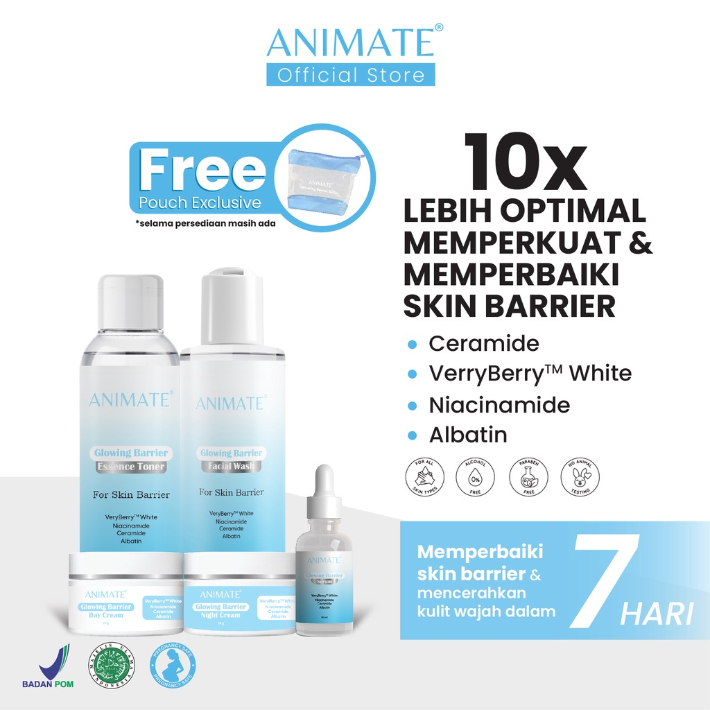 Animate Instant Whitening Series &amp; Glowing Barrier Skin Repair Free Mini Gold , 5in1 Cream Pemutih Wajah / Skincare Wajah ✅ BPOM