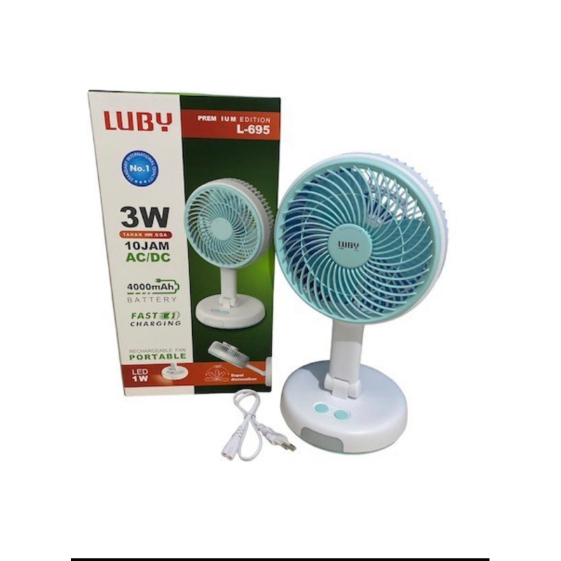 LUBY KIPAS PORTABLE L 695 2 IN 1 KIPAS DENGAN LAMPU EMERGENCY AC DC