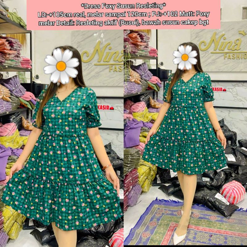 Daster Dress Susun Elsa Foxy Melar Resleting Busui / Dress Foxy Ruffle / Dress Foxy Susun / Dress Foxy Canda / Dress Foxy Busui / Daster Foxy / Daster Foxy murah / Daster Foxy susun