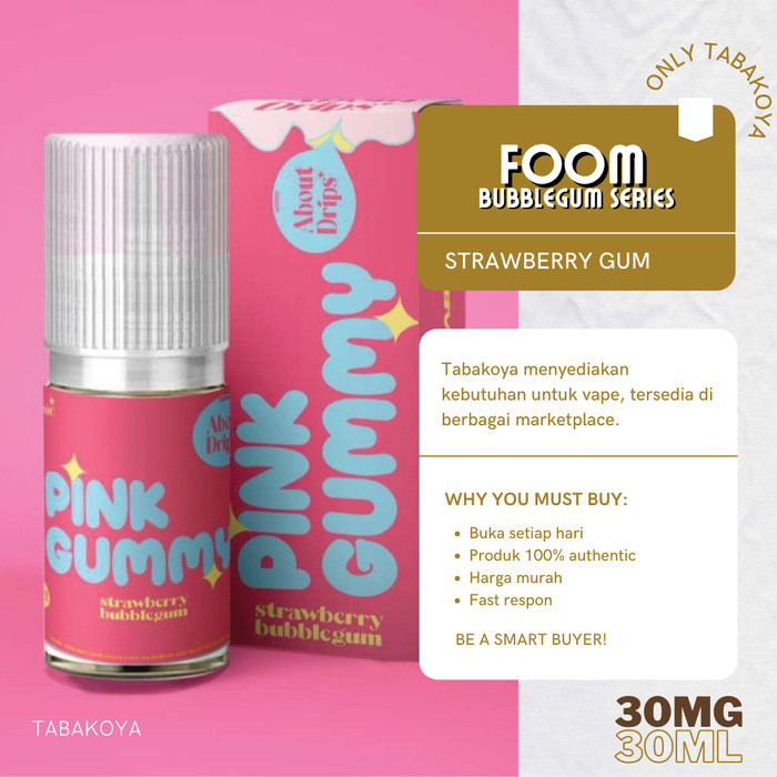 FOOM PINK GUMMY STRAWBERRY BUBBLEGUM 30ML 30MG