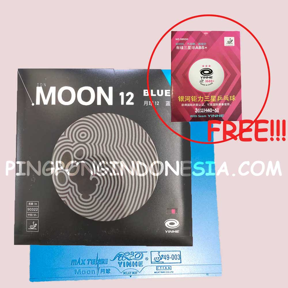 Yinhe Moon 12 Blue - Karet Pingpong Rubber Tenis Meja Bet Bat OFF Moon Biru