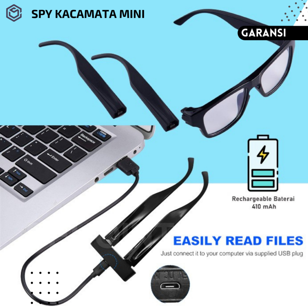 Kamera Pengintai Mini Tanpa Kabel SPY Camera CCTV Mini Kecil Tersembunyi Hidden Camera Portable HD Model Kacamata Pengintip Mata mata js136