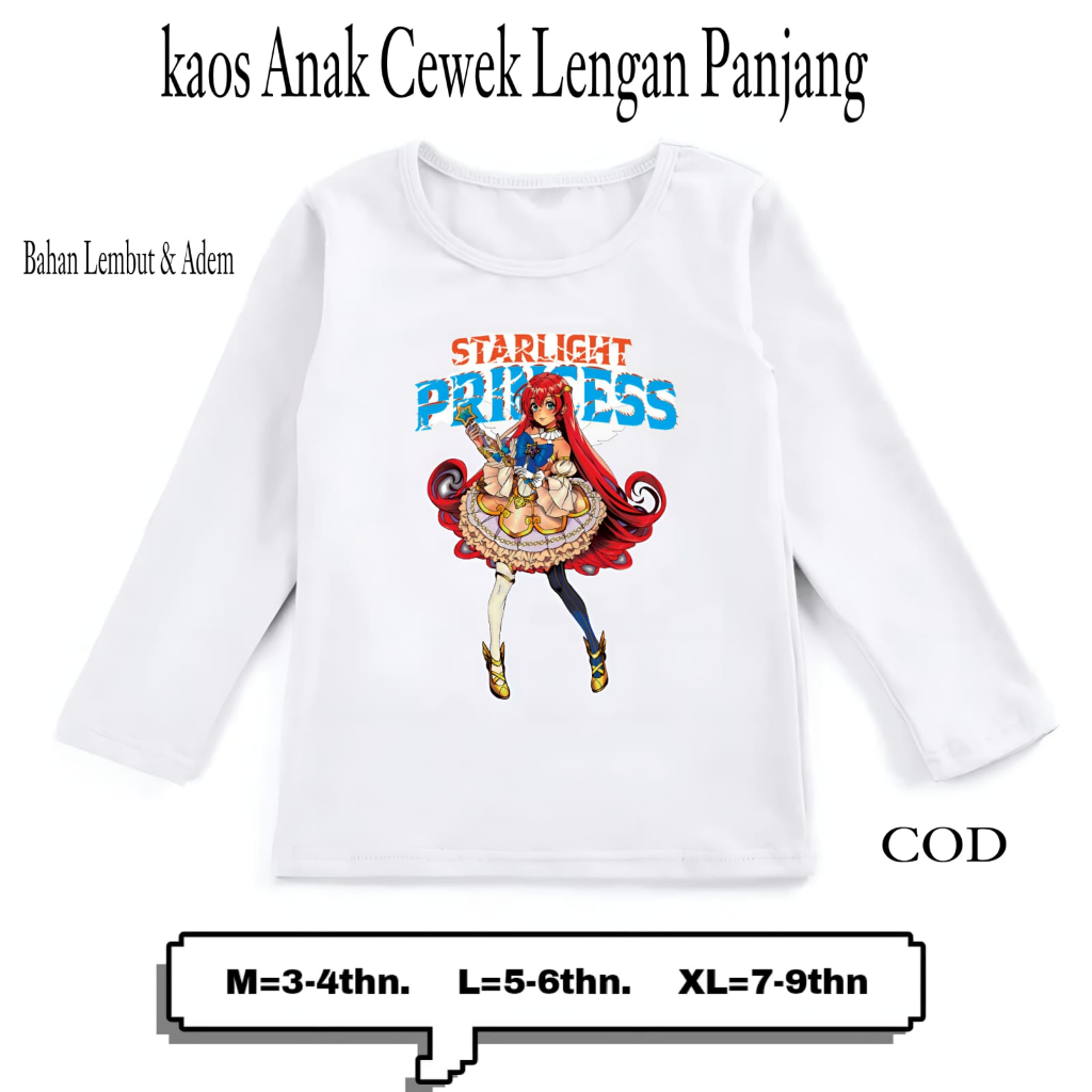 Kaos Baju Anak Cewek Lengan Panjang Starlight Princess