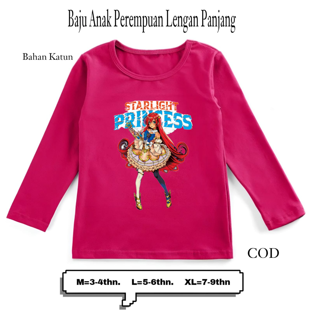 Kaos Baju Anak Cewek Lengan Panjang Starlight Princess