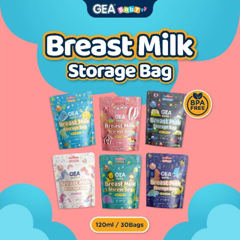 GEA Kantong ASI dengan SENSOR PANAS GEA Baby 120ml New Design Pattern Edition