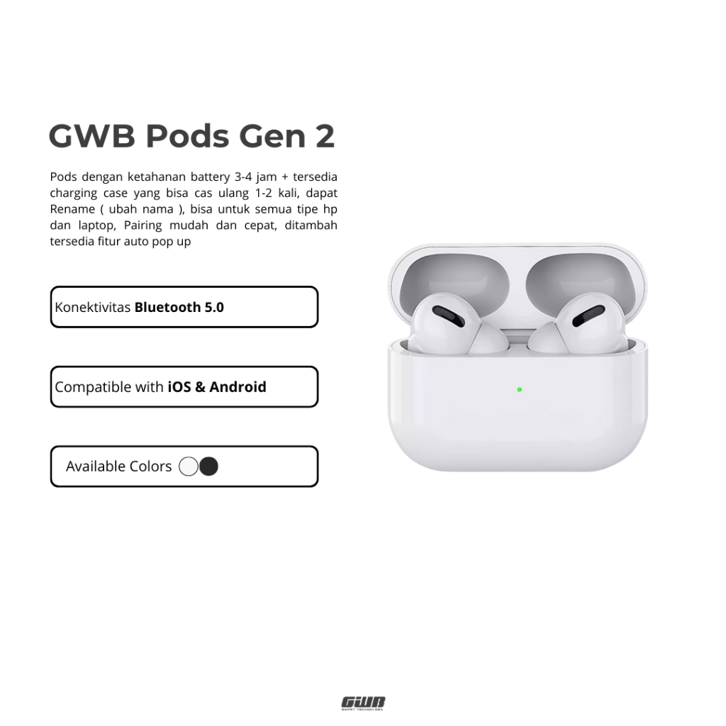 GWB Pods Gen 2 Wireless Bluetooth Earphone