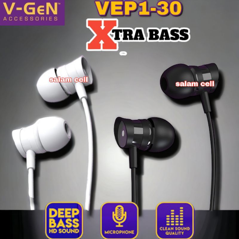 Headset V-GEN VEP1-30 PREMIUM IN EAR WIRED EARPHONES WITH MIC Original Vgen Vep1 30