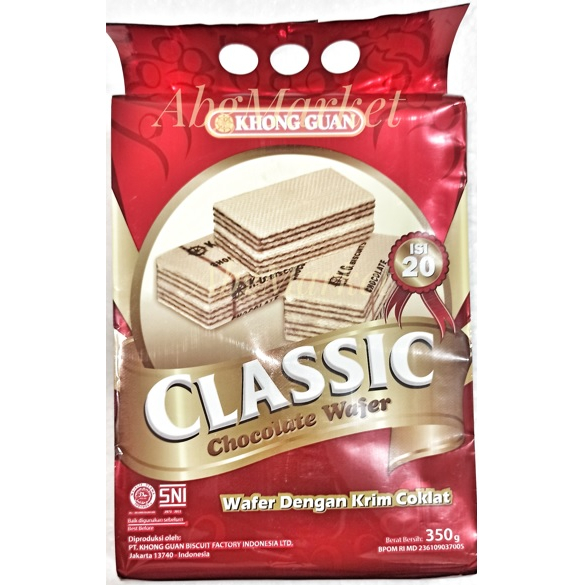 

Khong Guan Classic Wafer Chocolate/Biskuit Wafer Coklat Klasik 350 gr