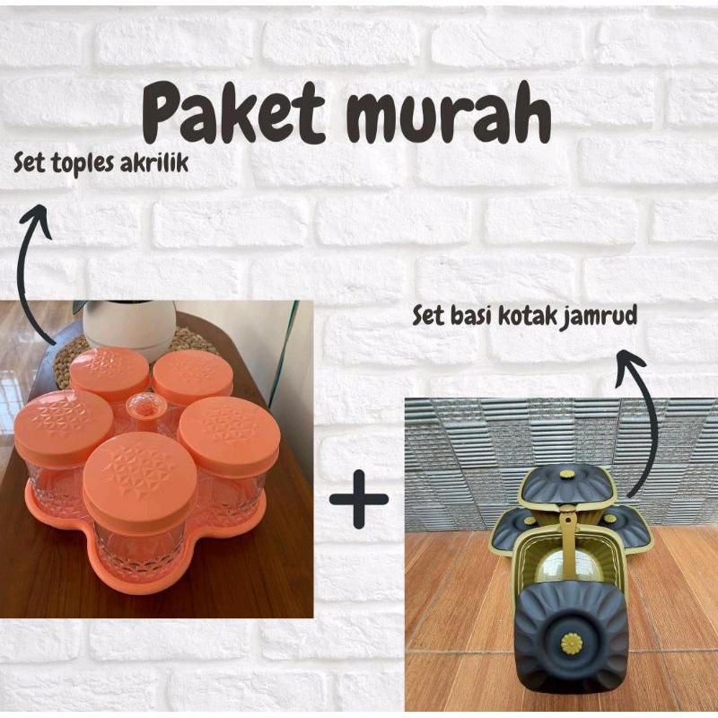 paket murah set toples akrilik + 4pcs basi prasmanan kotak jamrud