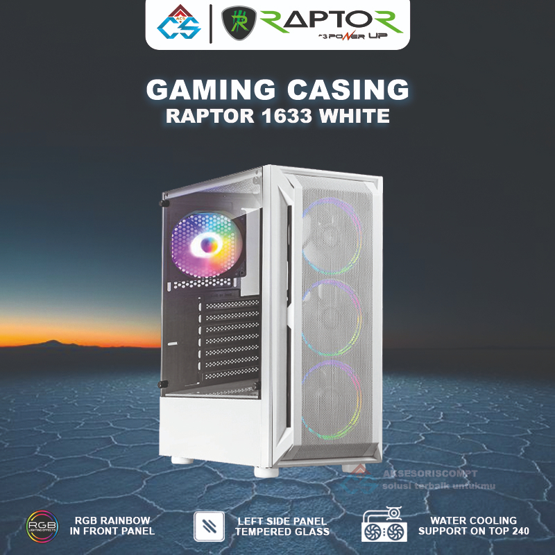 Casing Gaming PowerUp RAPTOR 1633 White - Casing Gaming ATX