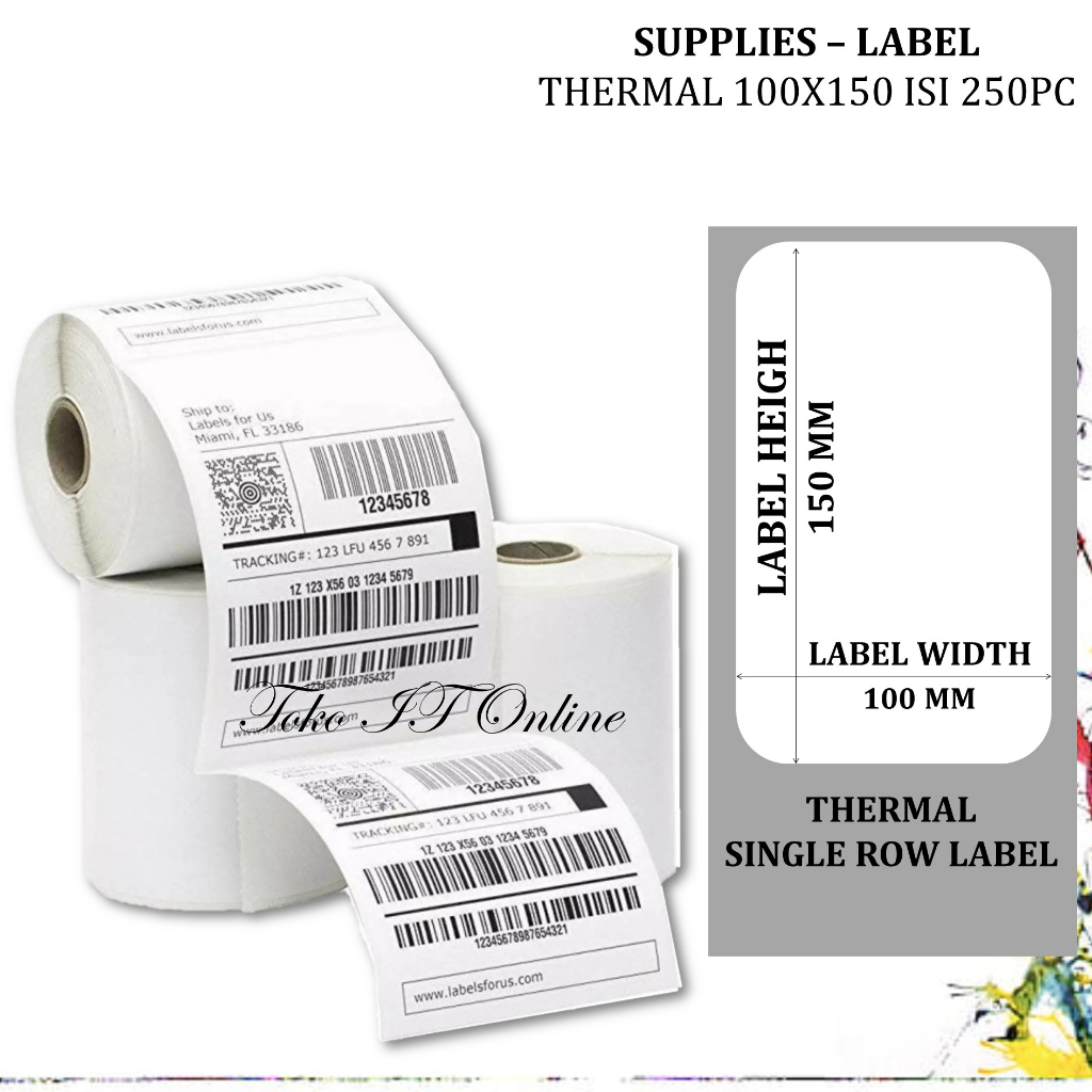 LABEL THERMAL 100x150 ISI 250PC KERTAS STICKER PRINTER BARCODE XPRINTER XP4601/DT640 RESI