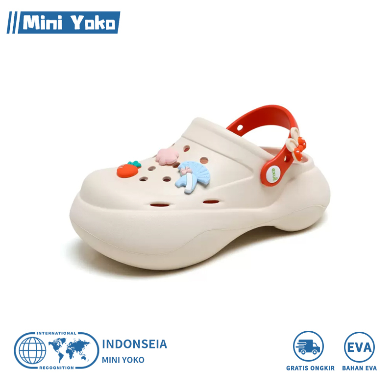 Mini Yoko Sandal Jelly Wanita Baim Wedges Import Lucu Sendal Baim Tinggi 2023 Kesehatan EVA Sandal Kodok Crocs Original Murah