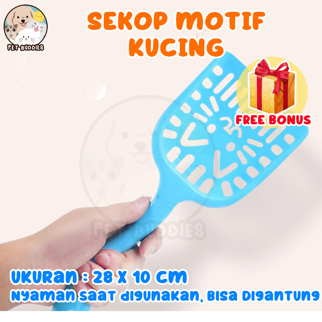 [FREE BONUS]Serokan Motif Kucing Panjang Sekop Kotoran/Pasir Cat Litter