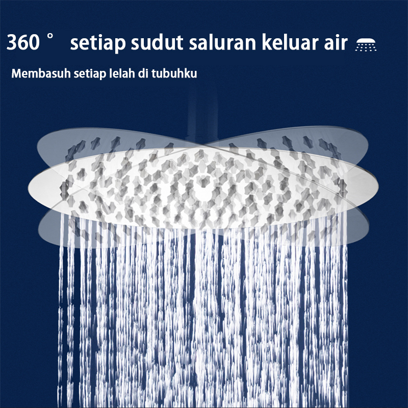 1 Set Wall Shower 8 inc Tanpa Bobok Include Selang 150cm 1/2 Inch Wall Flange Shower Wall Shower model Instalasi Luar / Shower Tembok model Kotak 8 inchi bahan Stainless