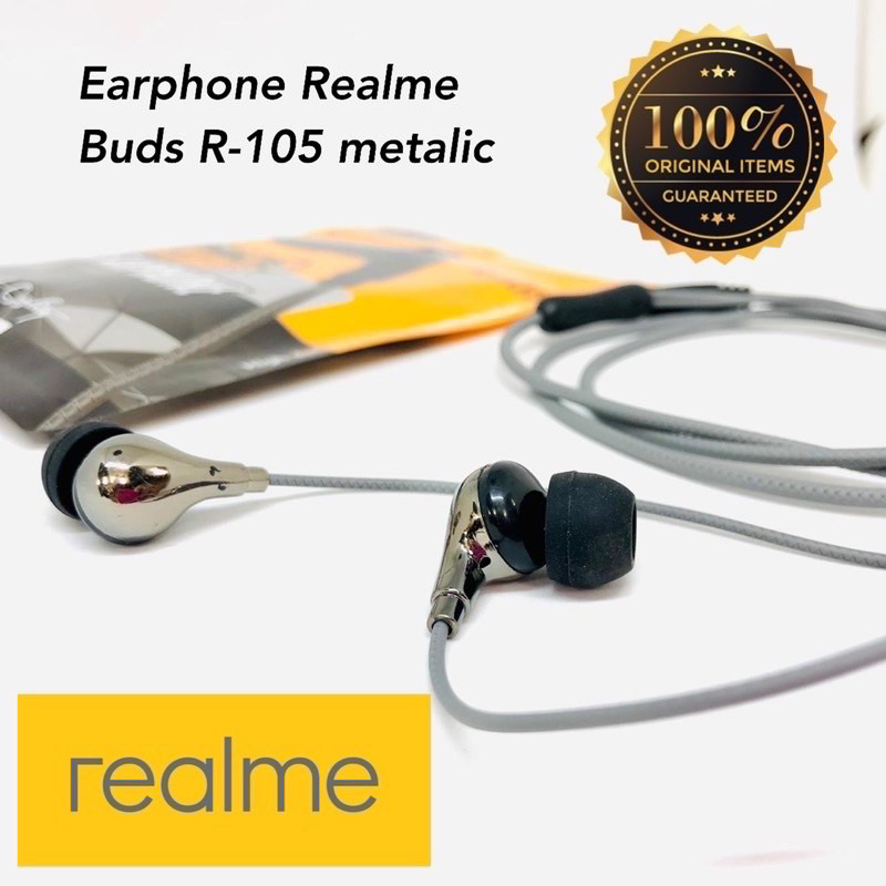 Headset Realme Metalic Extra Bass With Mic Earphone Realme Universal Jack Audio 3.5mm C2 C3 C11 C12 C15 C17 C20 C21 C25 C30 C31 Handsfree